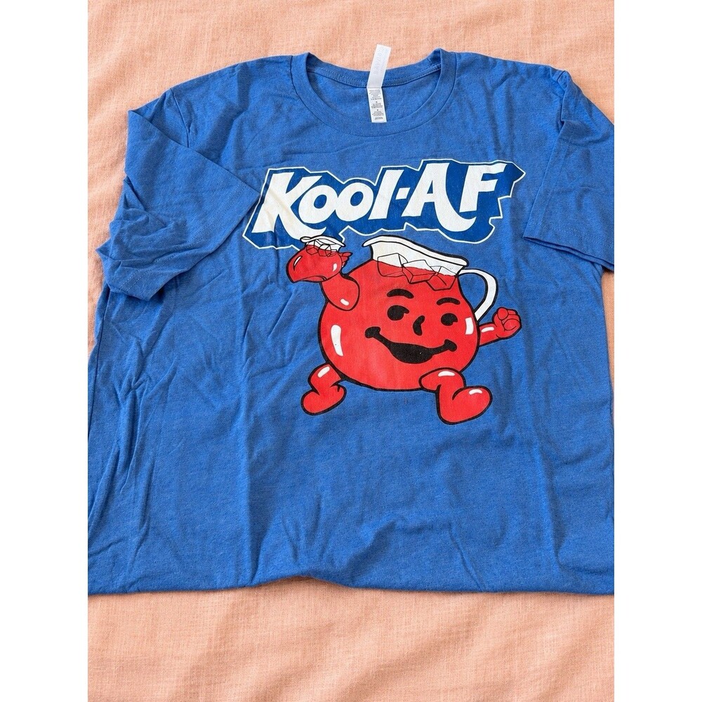 Kool-Aid Man Blue Graphic T-Shirt Short Sleeve Size Large Retro Logo